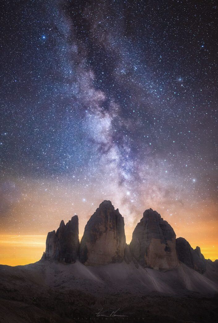The Milky Way over Tre Cime